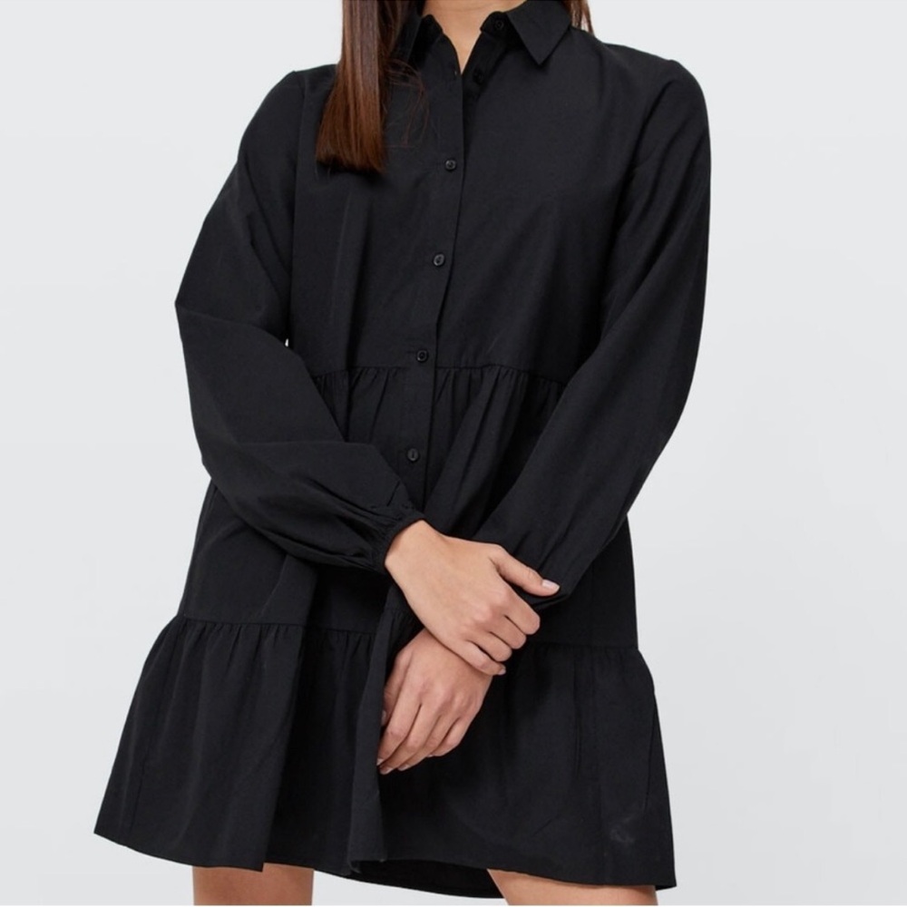 Stradivarius ZARA Women's Shirt Dress Sz Sm NEW Black